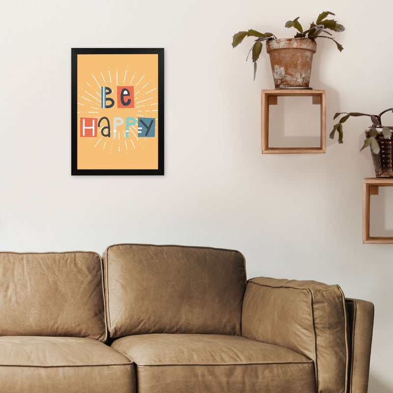 Be happy Neutral kids Art Print by Pixy Paper A3 White Frame