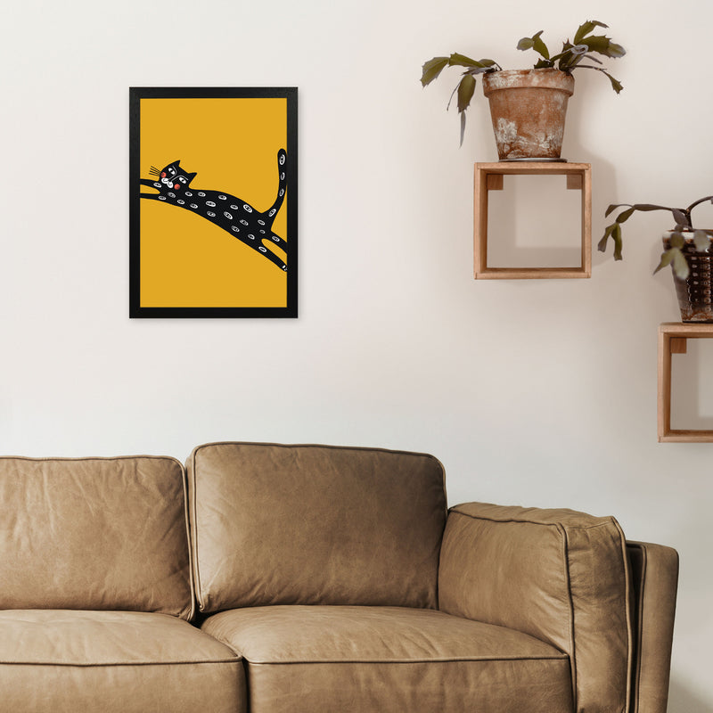Mustard Cat Art Print by Pixy Paper A3 White Frame