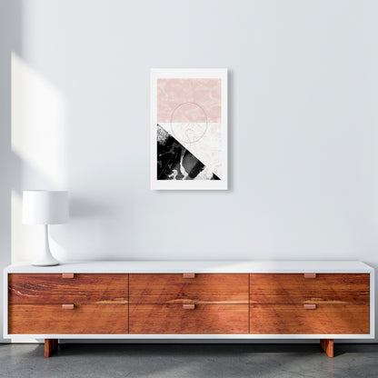 Black And Pink Marble Abstract Rectangle Shapes Modern Print A3 Canvas