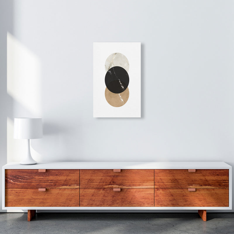 Gold, Beige And Black Marble Abstract Circles Modern Print A3 Canvas