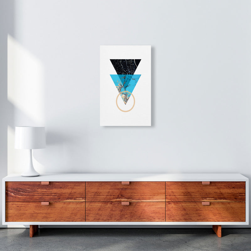Blue Sand Abstract Triangles Modern Print A3 Canvas