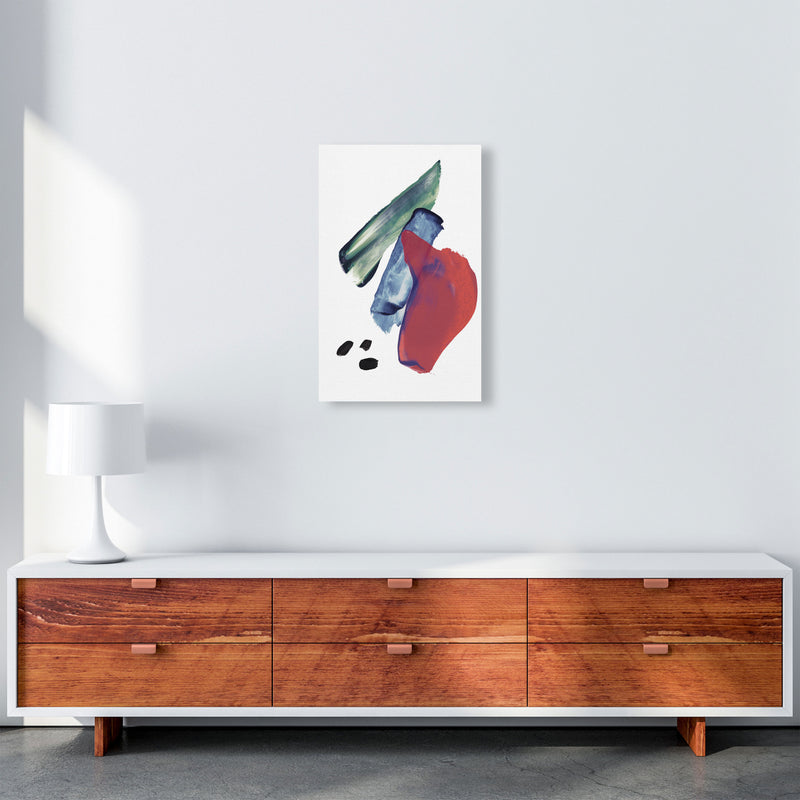 Red And Blue Mixed Watercolour Abstract Modern Print A3 Canvas