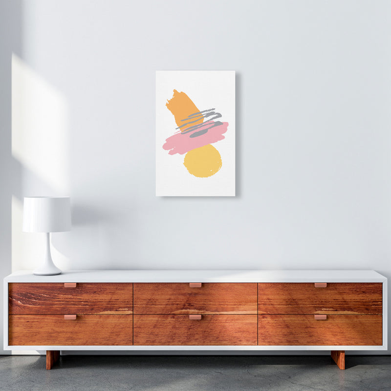 Pink And Orange Abstract Paint Shapes Modern Print A3 Canvas
