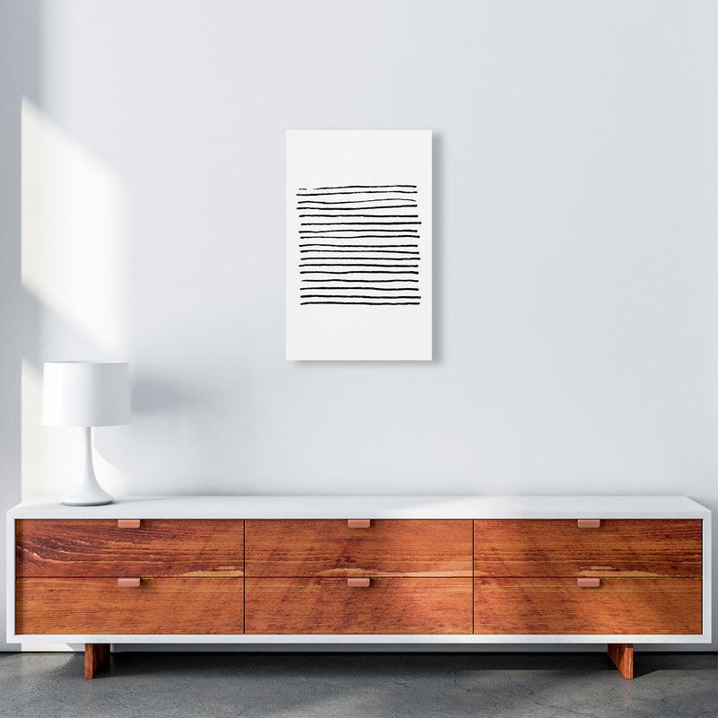 Black Zebra Lines Abstract Modern Print A3 Canvas