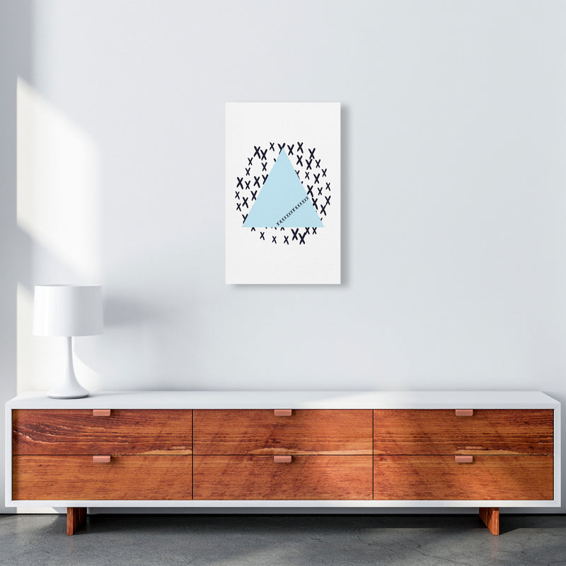 Blue Triangle With Crosses Abstract Modern Print A3 Canvas