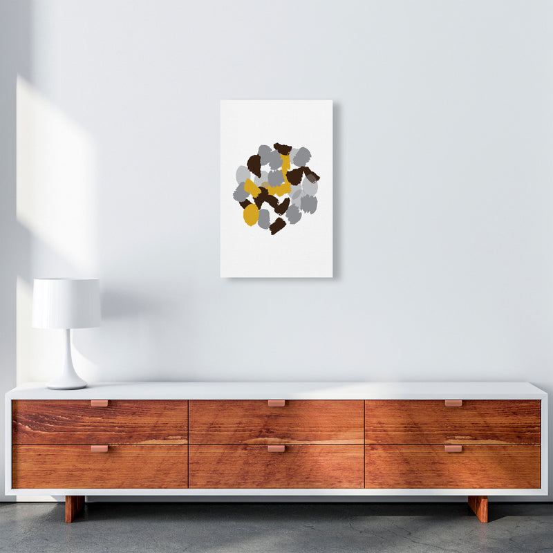 Mustard Abstract Paint Splodge Modern Print A3 Canvas