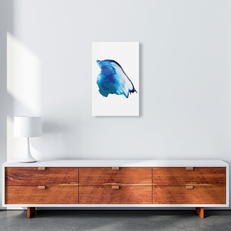 Blue Abstract Paint Stroke Modern Print A3 Canvas