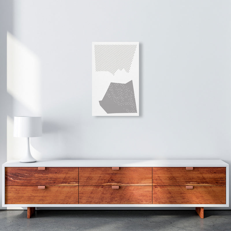 Grey Top And Bottom Abstract Modern Print A3 Canvas