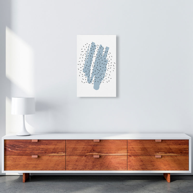 Blue Paint With Black Polka Abstract Modern Print A3 Canvas