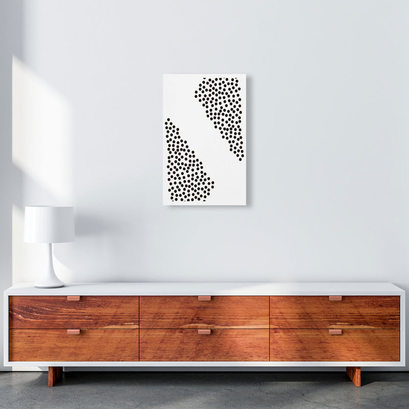 Black Corner Polka Dots Abstract Modern Print A3 Canvas