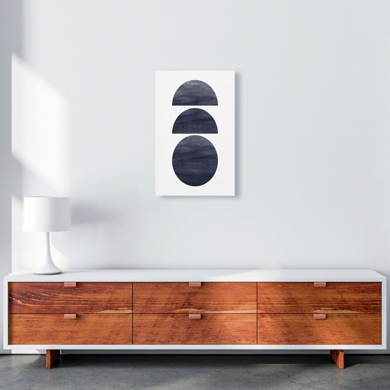 Abstract Navy Circles Modern Print A3 Canvas