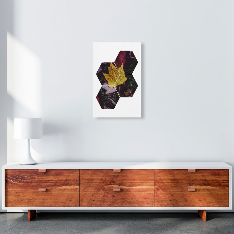 Leaf And Grass Abstract Hexagons Modern Print A3 Canvas