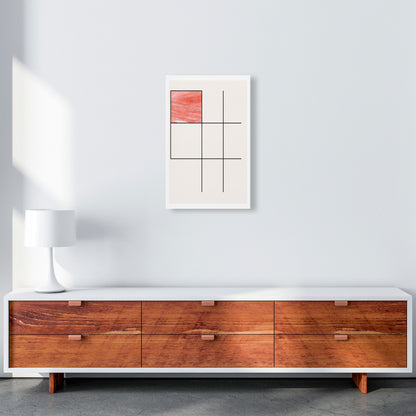 Abstract Red Crayon Geo 1 Modern Print A3 Canvas