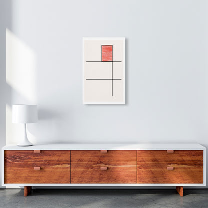 Abstract Red Crayon Geo 2 Modern Print A3 Canvas