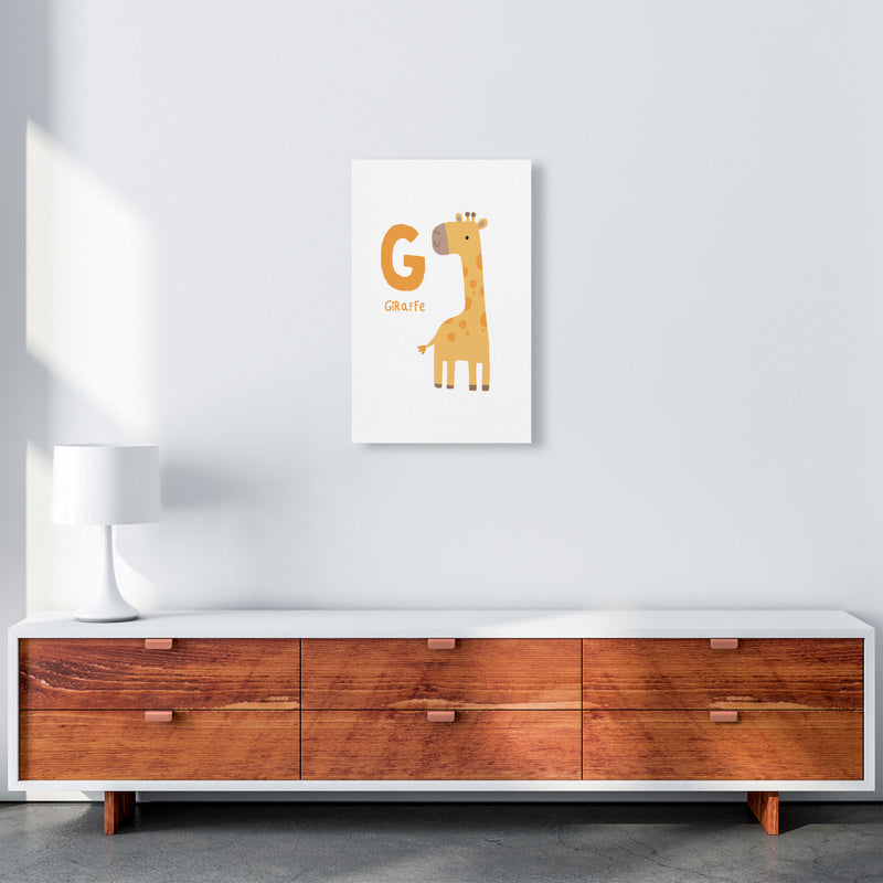 Alphabet Animals, G Is For Giraffe Framed Nursey Wall Art Print A3 Canvas