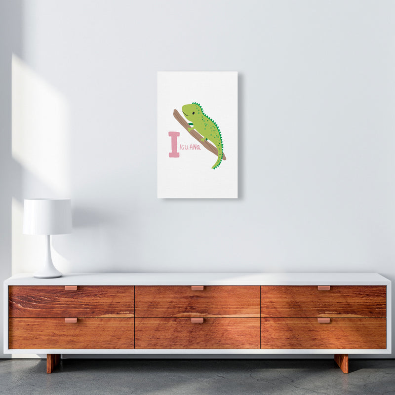 Alphabet Animals, I Is For Iguana Framed Nursey Wall Art Print A3 Canvas