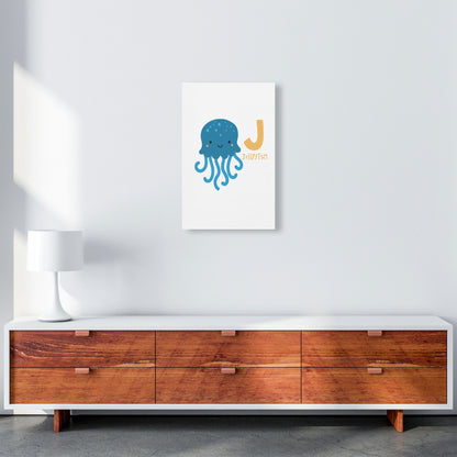 Alphabet Animals, J Is For Jellyfish Framed Nursey Wall Art Print A3 Canvas