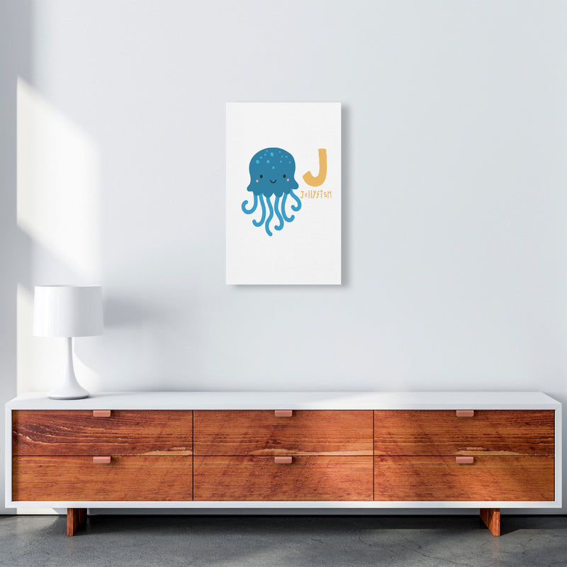 Alphabet Animals, J Is For Jellyfish Framed Nursey Wall Art Print A3 Canvas