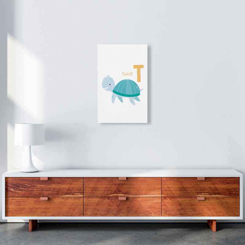 Alphabet Animals, T Is For Turtle Framed Nursey Wall Art Print A3 Canvas
