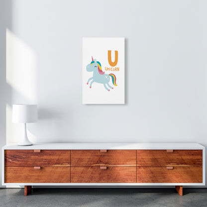 Alphabet Animals, U Is For Unicorn Framed Nursey Wall Art Print A3 Canvas