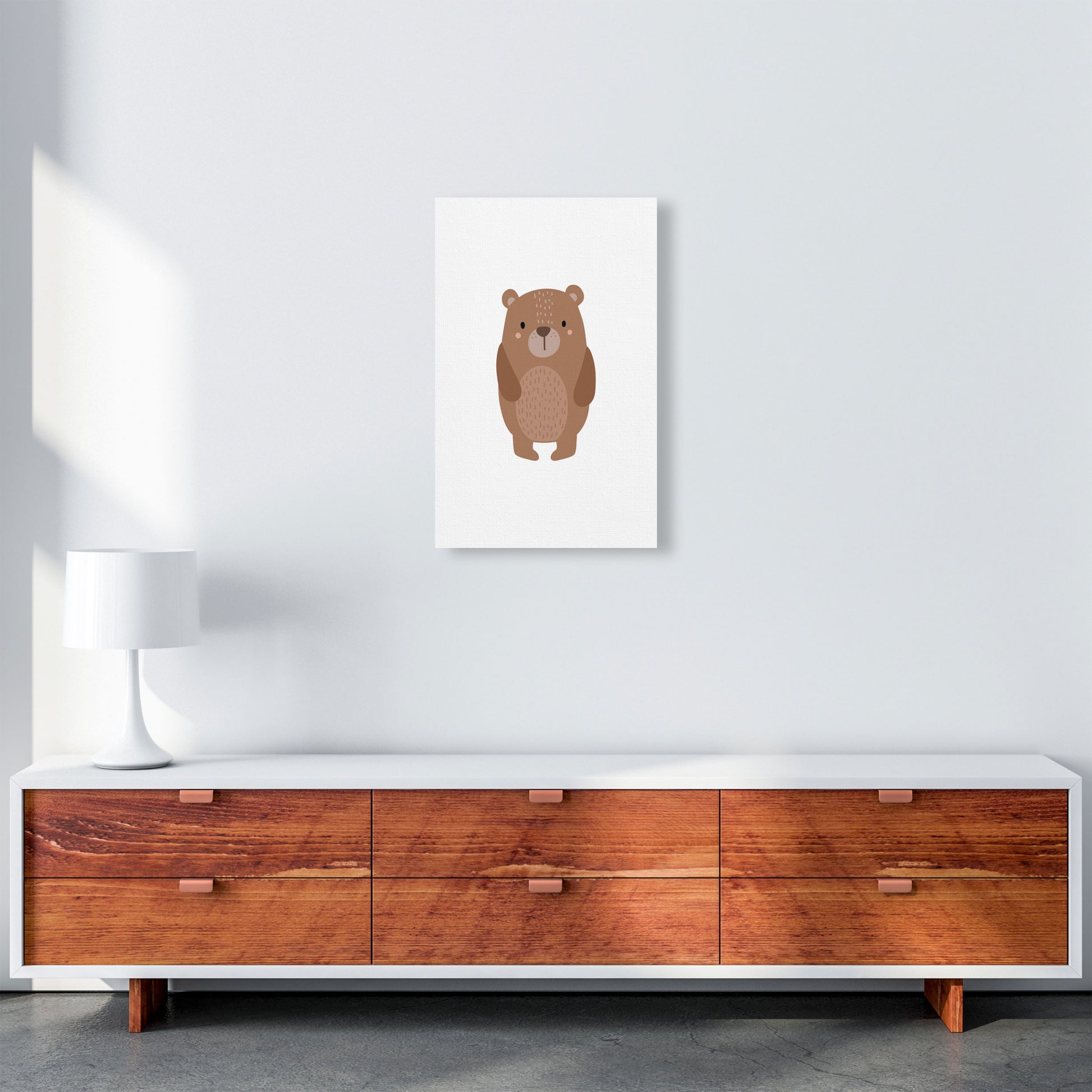 Children&#39;s Animals, Bear Modern Print A3 Canvas