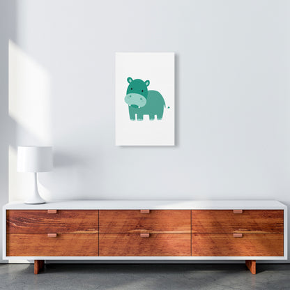 Children&#39;s Animals, Hippo Modern Print A3 Canvas