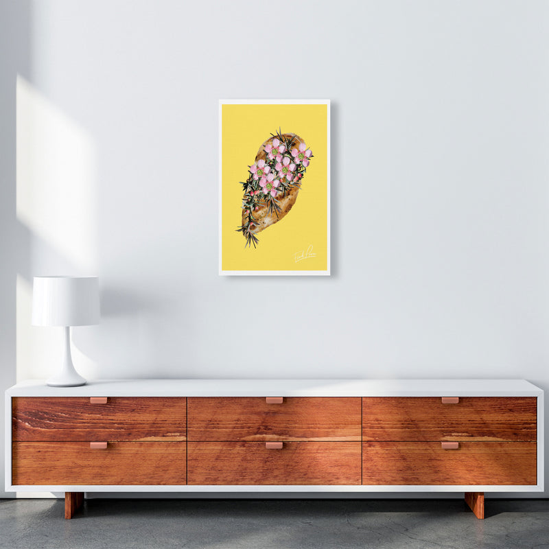 Yellow Chicken Food Print, Framed Kitchen Wall Art A3 Canvas