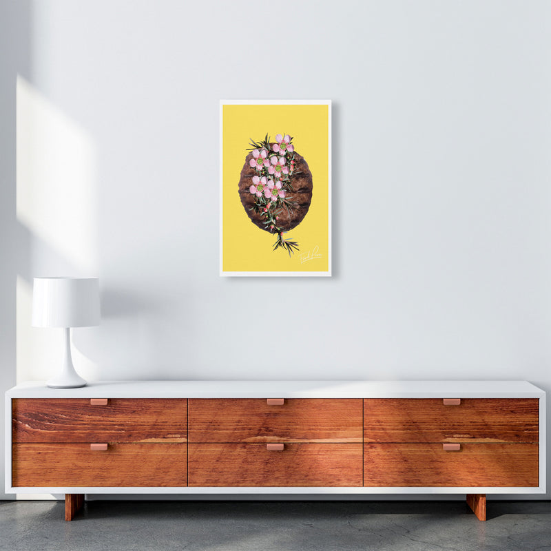 Yellow Burger Food Print, Framed Kitchen Wall Art A3 Canvas