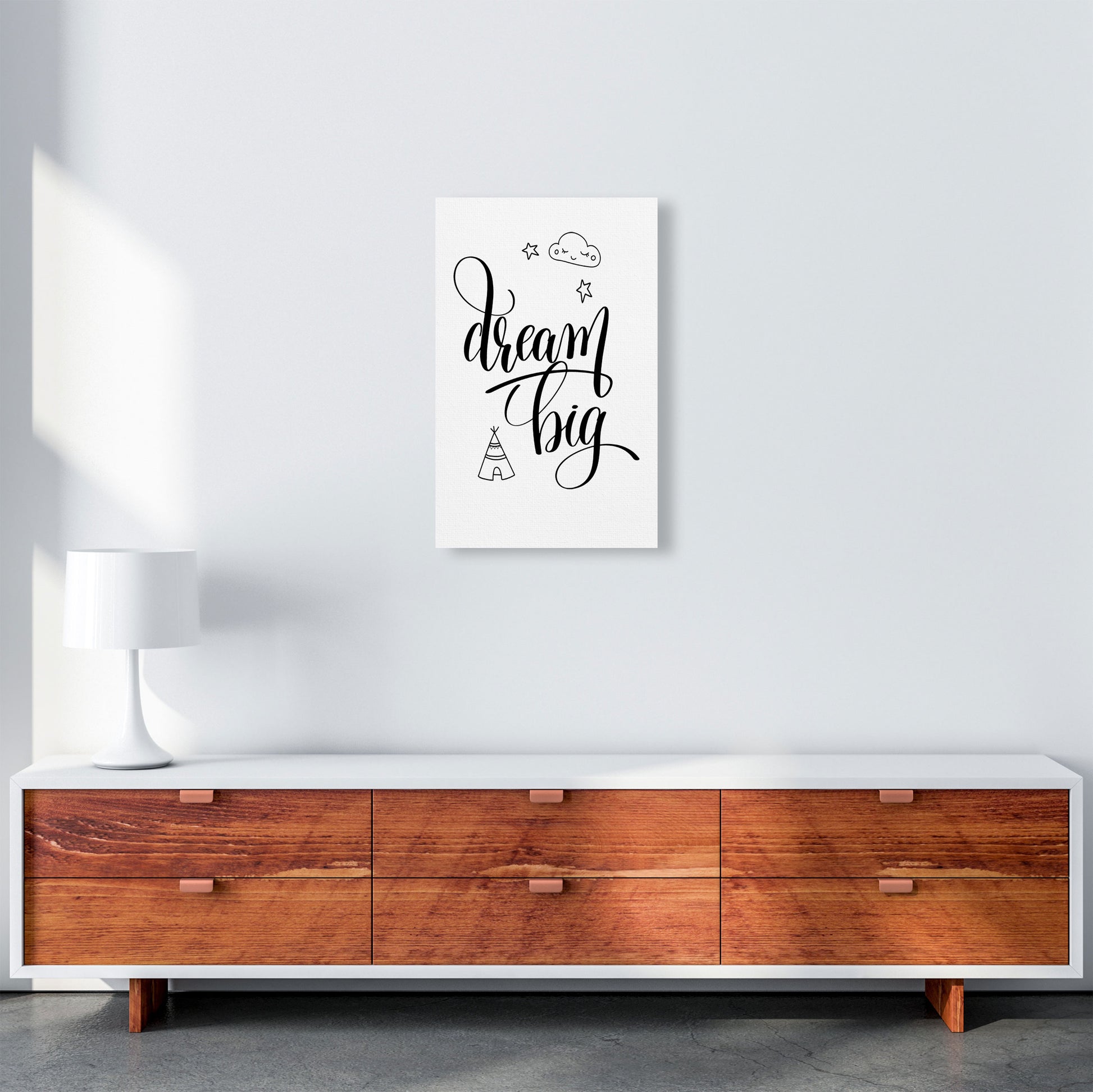 Dream Big Black Framed Nursey Wall Art Print A3 Canvas
