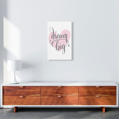 Dream Big Pink Heart Framed Nursey Wall Art Print A3 Canvas