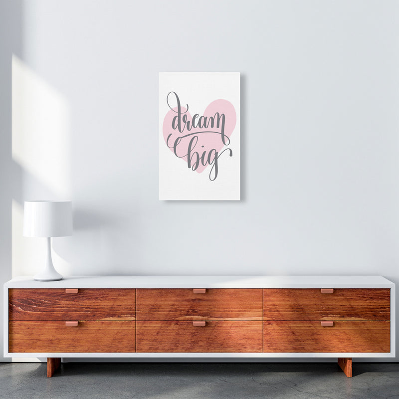 Dream Big Pink Heart Framed Nursey Wall Art Print A3 Canvas