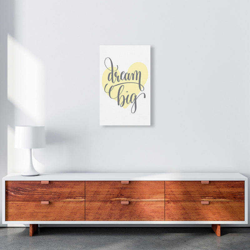 Dream Big Yellow Heart Framed Nursey Wall Art Print A3 Canvas