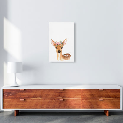 Forest Friends, Floral Cute Deer Modern Print Animal Art Print A3 Canvas