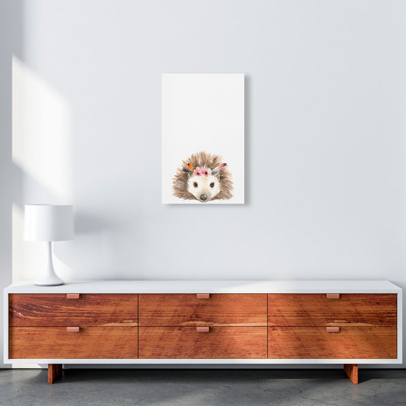 Forest Friends, Floral Cute Hedgehog Modern Print Animal Art Print A3 Canvas