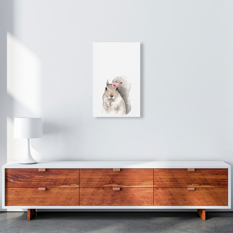 Forest Friends, Floral Cute Squirrel Modern Print Animal Art Print A3 Canvas
