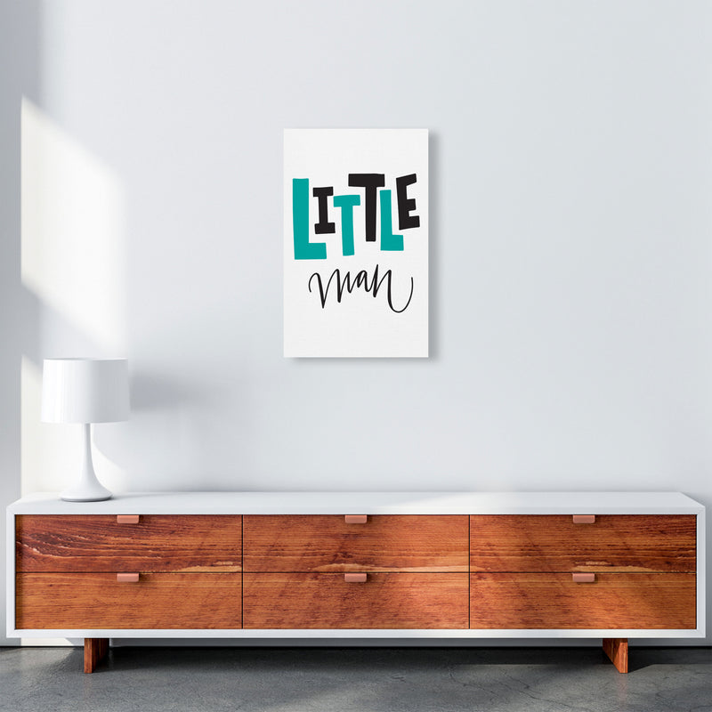 Little Man Teal And Black Framed Nursey Wall Art Print A3 Canvas