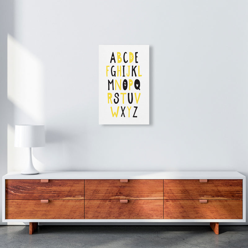 Black And Yellow Alphabet Framed Nursey Wall Art Print A3 Canvas