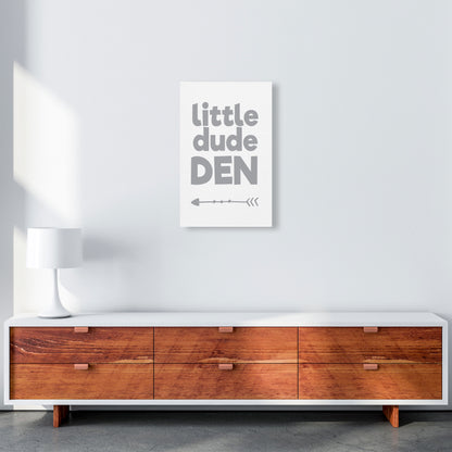 Little Dude Den Grey Framed Nursey Wall Art Print A3 Canvas