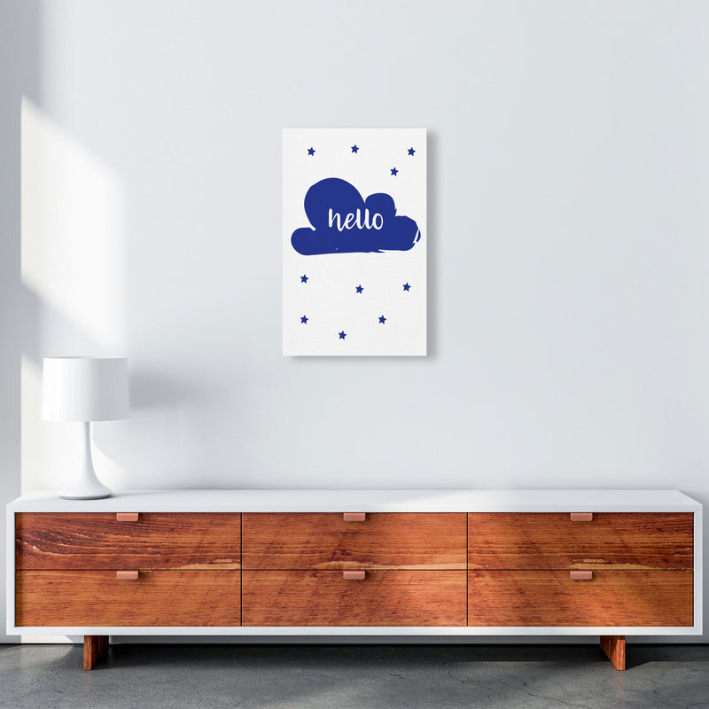 Hello Cloud Navy Framed Nursey Wall Art Print A3 Canvas