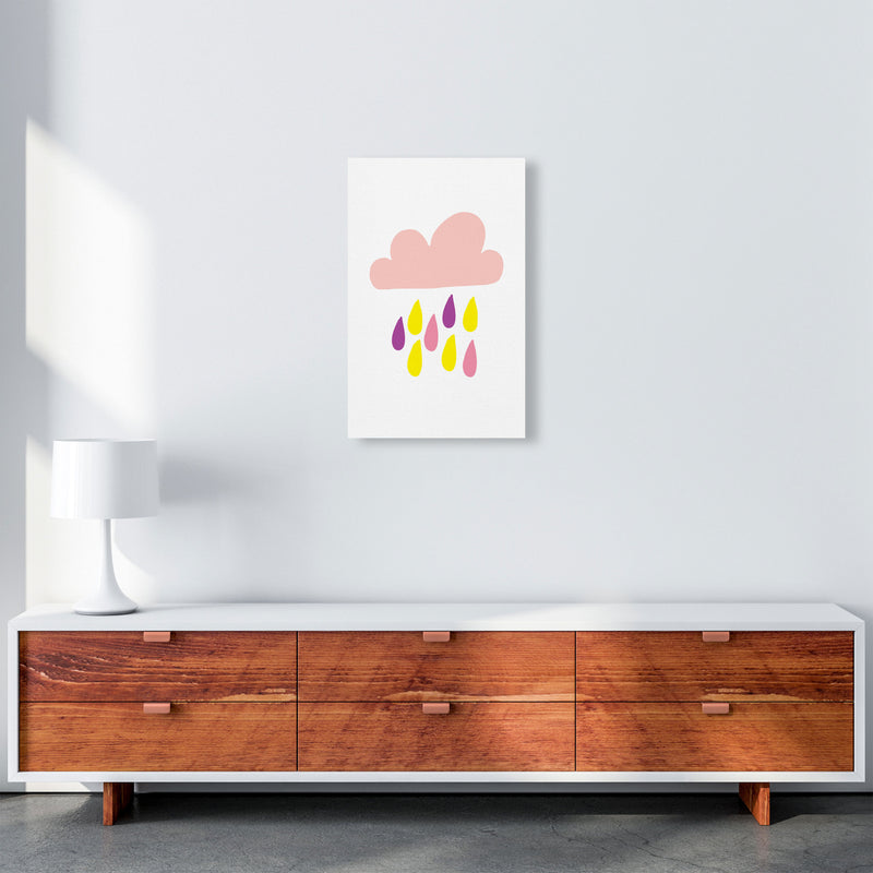 Pink Rain Cloud Framed Nursey Wall Art Print A3 Canvas
