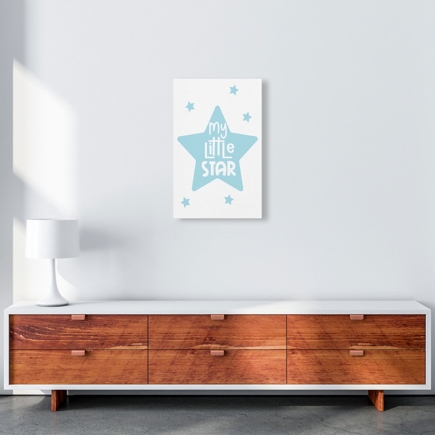 My Little Star Blue Framed Nursey Wall Art Print A3 Canvas