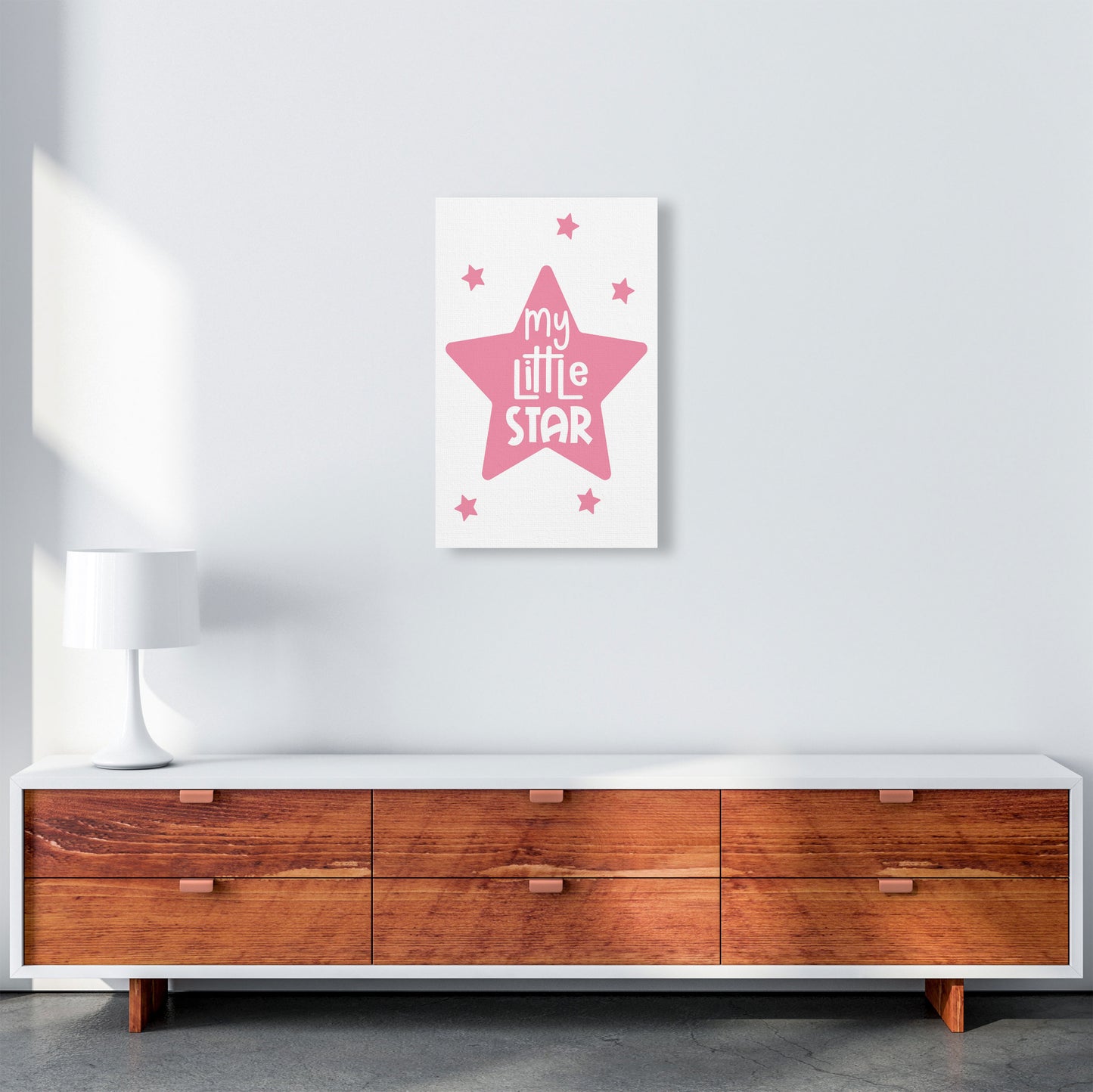 My Little Star Pink Framed Nursey Wall Art Print A3 Canvas