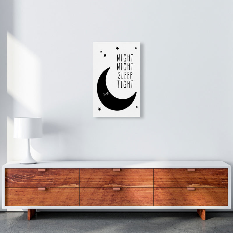 Night Night Moon Black Framed Nursey Wall Art Print A3 Canvas