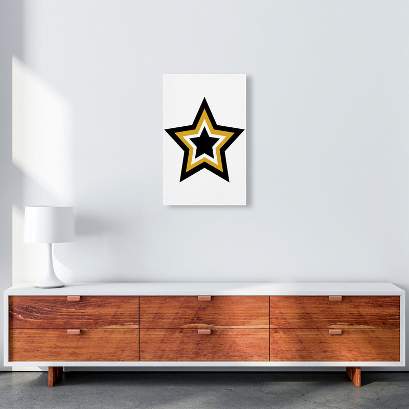 Mustard And Black Layered Star Modern Print A3 Canvas