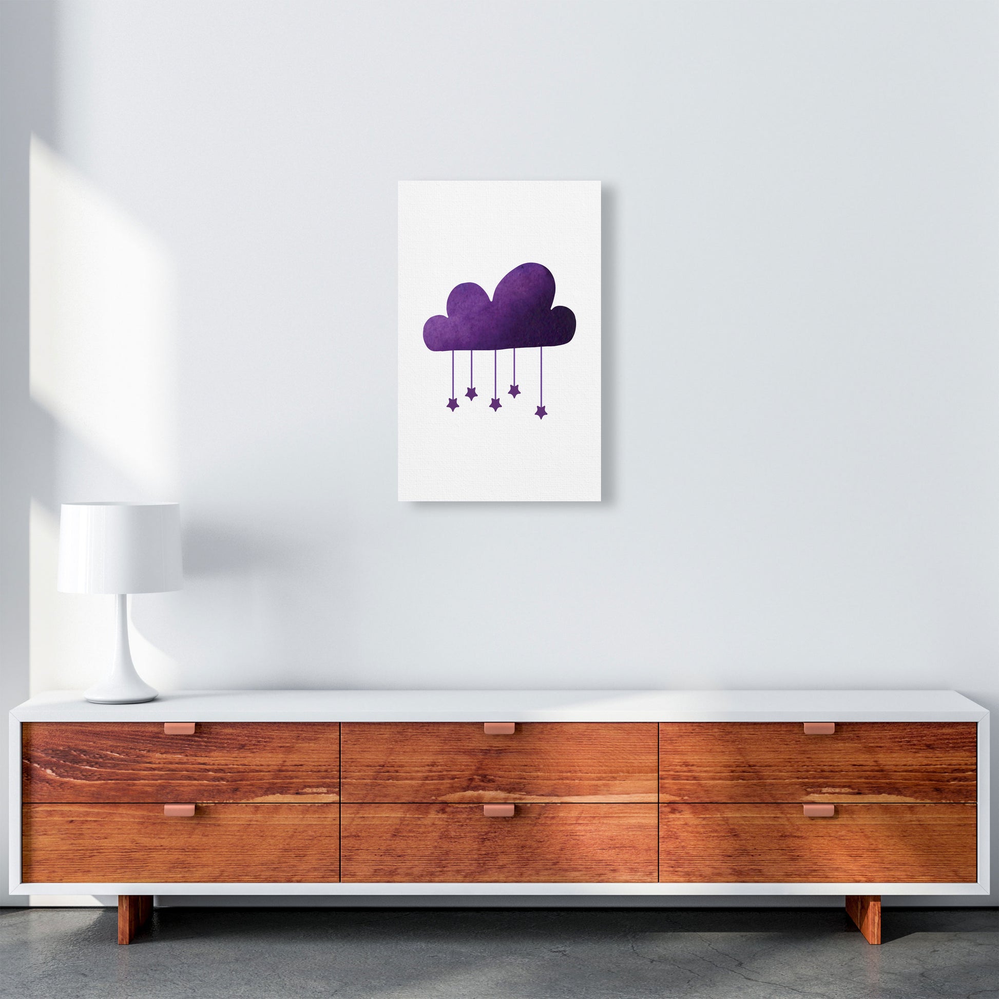 Purple Cloud Watercolour Modern Print A3 Canvas