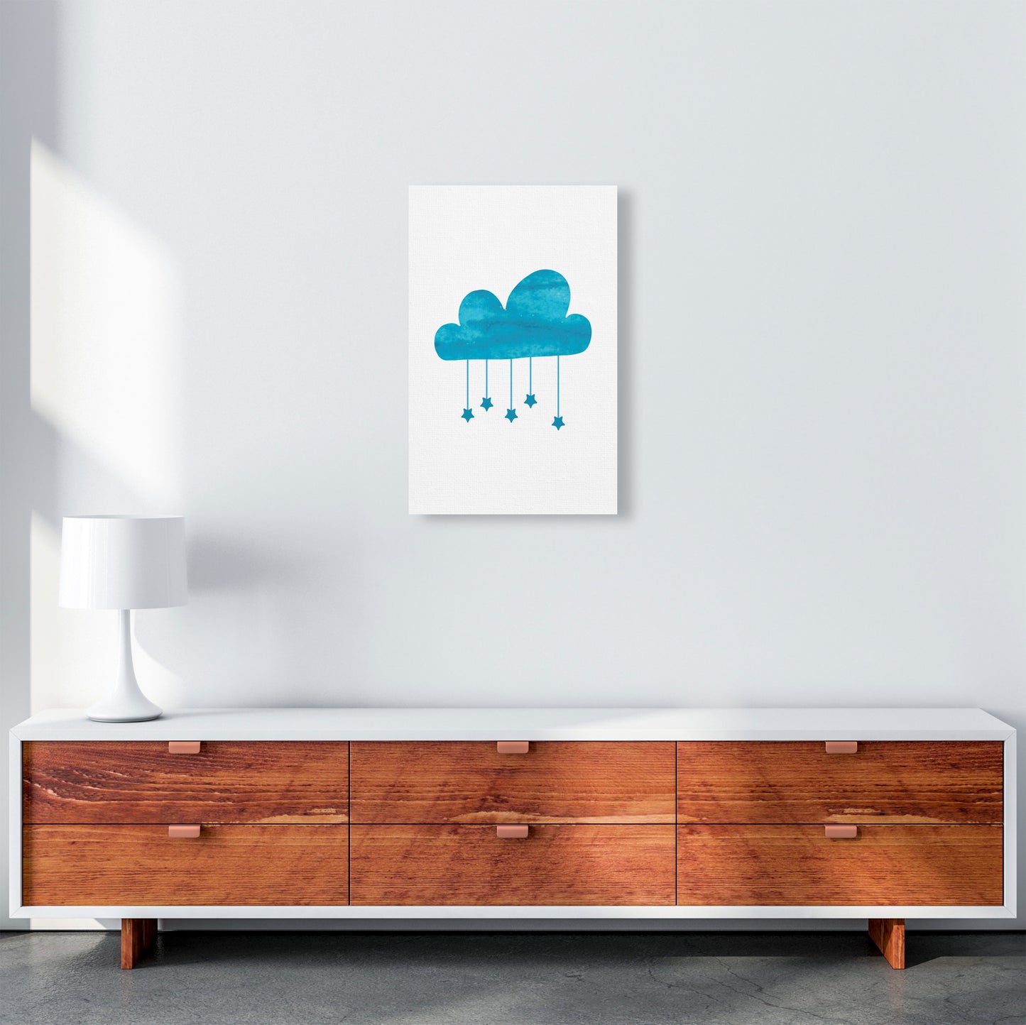 Turquoise Cloud Watercolour Modern Print A3 Canvas