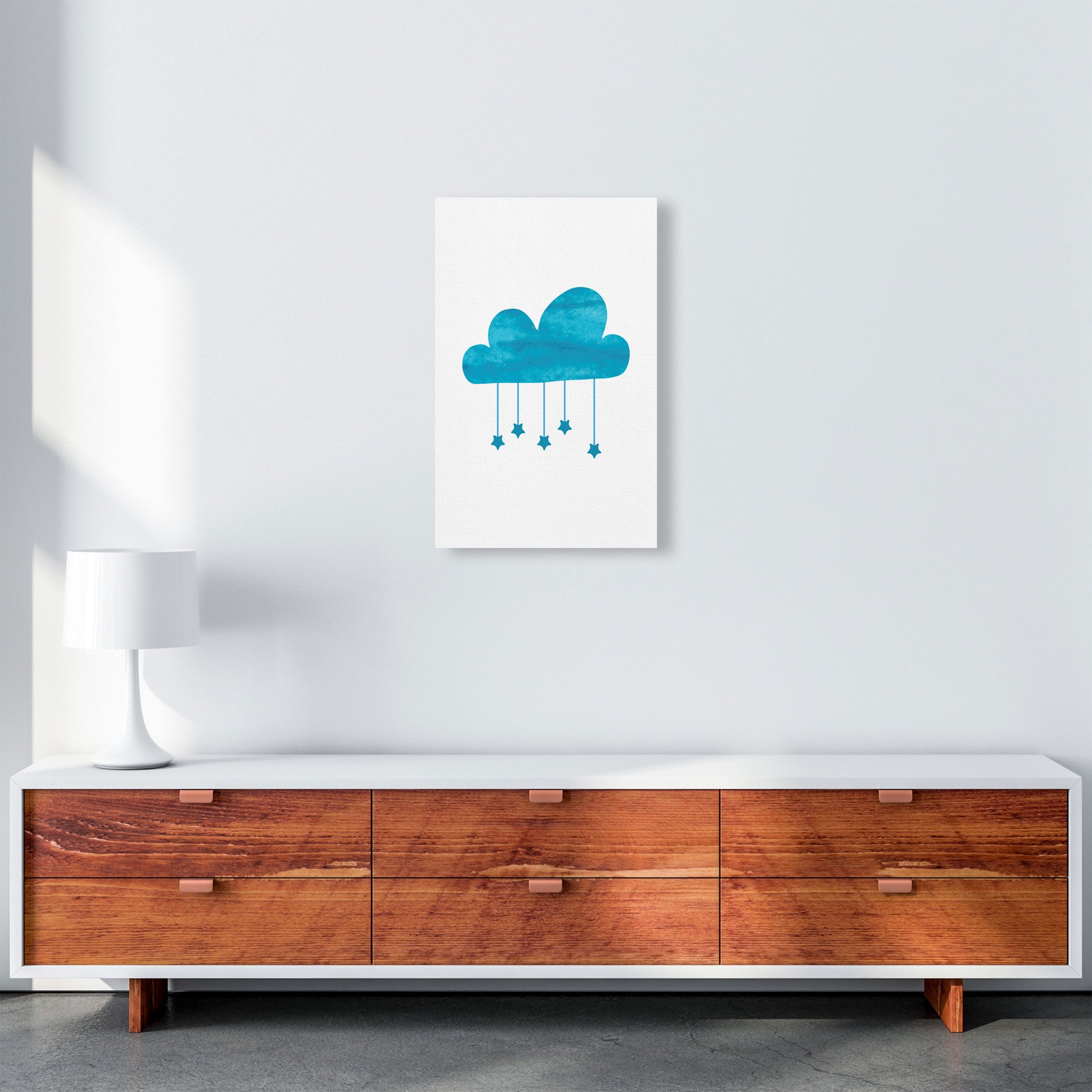 Turquoise Cloud Watercolour Modern Print A3 Canvas