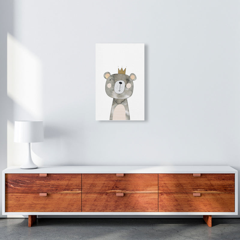 Scandi Grey Bear Watercolour Framed Nursey Wall Art Print A3 Canvas