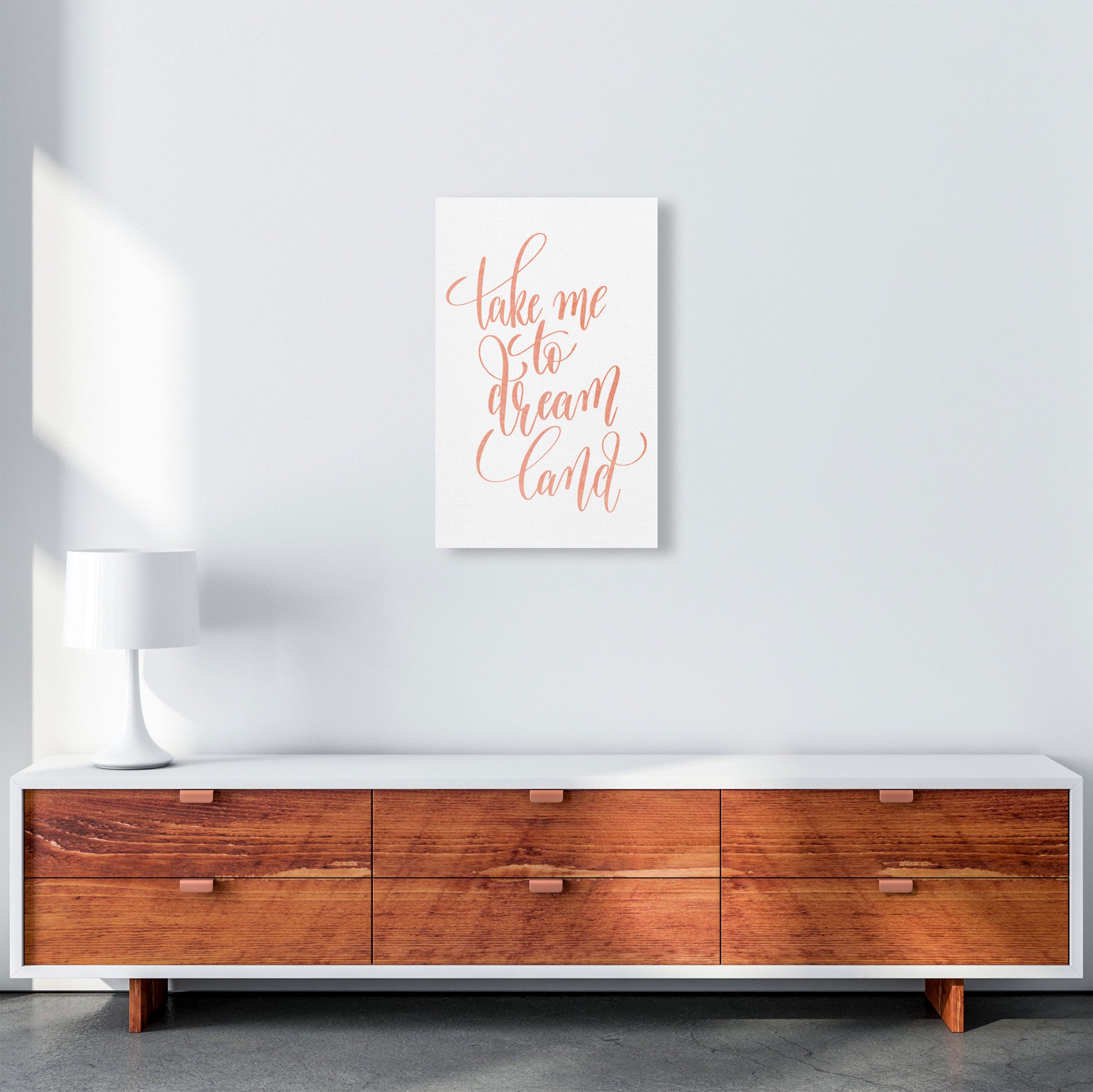 Take Me To Dreamland Peach Watercolour Modern Print A3 Canvas