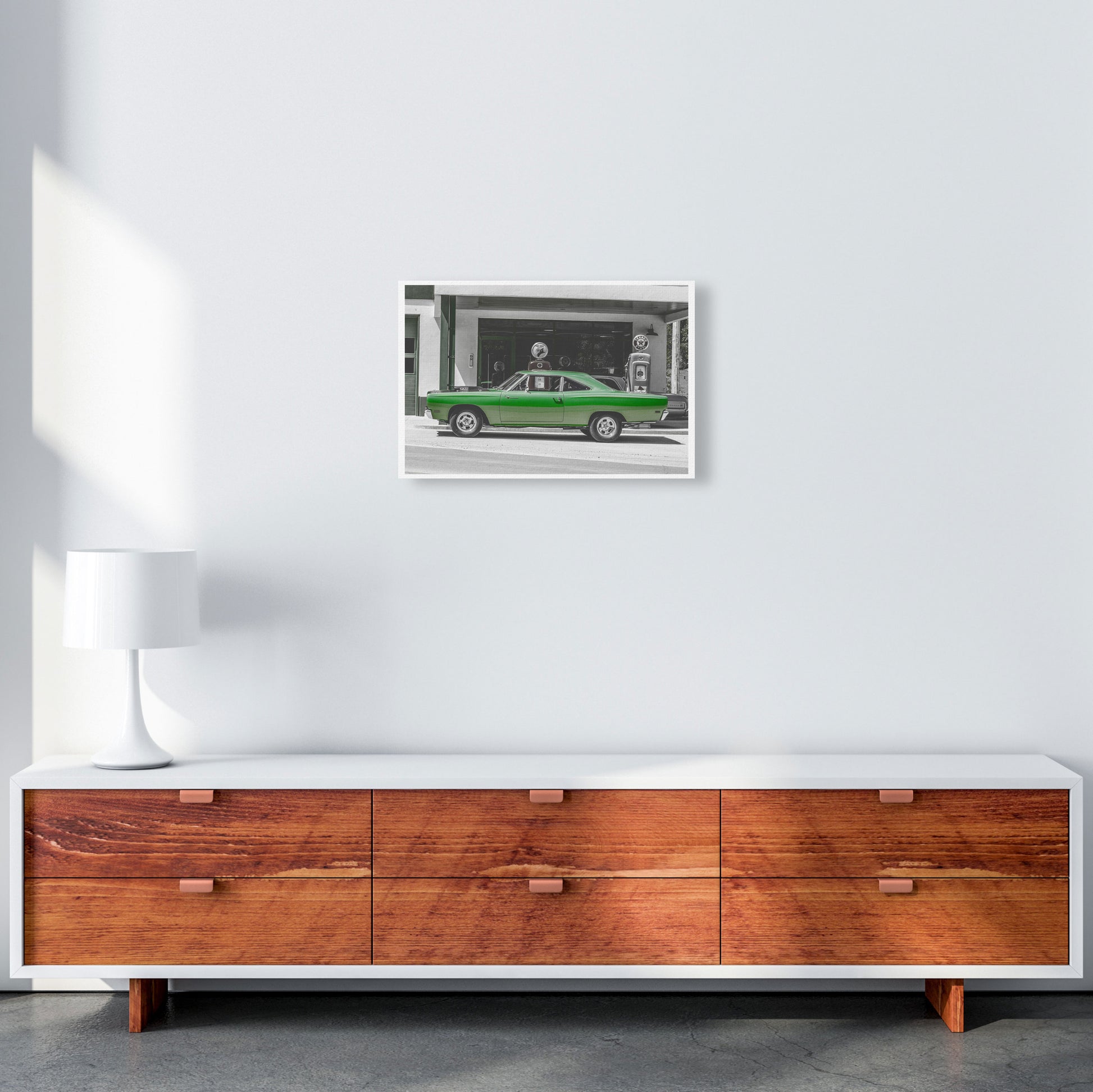 Green Car Modern Print A3 Canvas